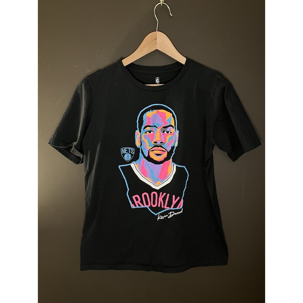 Kevin Durant Brooklyn Nets T Shirt Youth XL 18/20 NBA Colorful Graphic Black